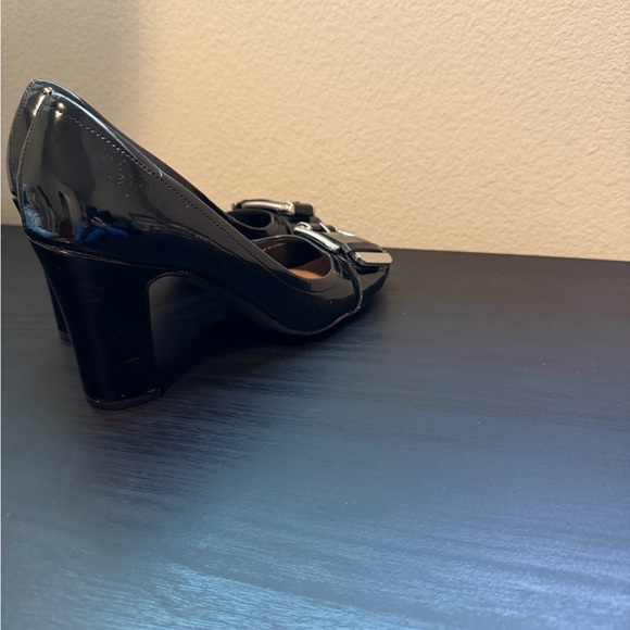 Tahari Black Heels with Silver Buckle - Picture 2 of 5